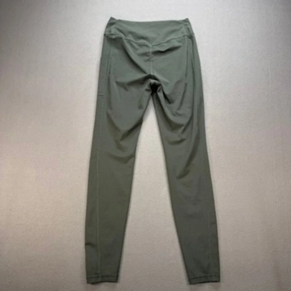 Adidas Leggings Tight Fit Yoga Gym Pants Large Olive Green Pocket High Rise